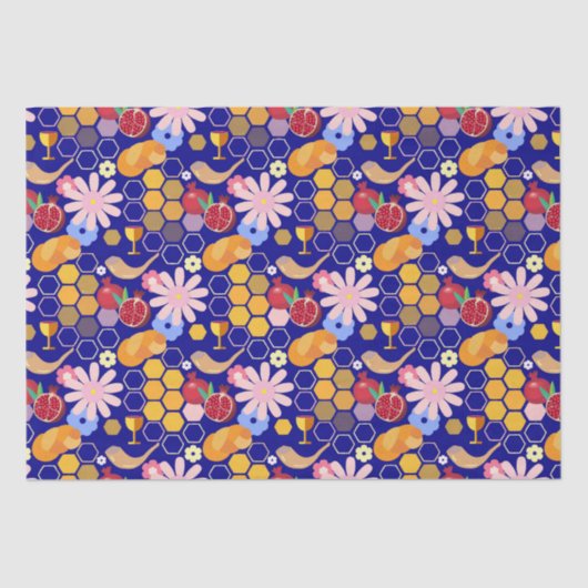 Happy Rosh Hashanah Jüdische Neujahrsmuster Seidenpapier (Vorderseite)