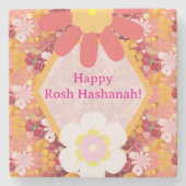 Happy Rosh Hashanah Jüdische Neujahrsmuster Steinuntersetzer (Vorderseite)