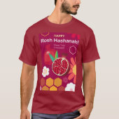 Happy Rosh Hashanah Jüdische Neujahrsmuster T-Shirt (Vorderseite)