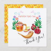 Happy Rosh Hashanah Juwish New Year Honey & Apple Dankeskarte (Vorne/Hinten)
