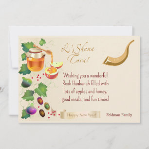 Happy Rosh Hashanah Juwish New Year Honey & Apple Einladung