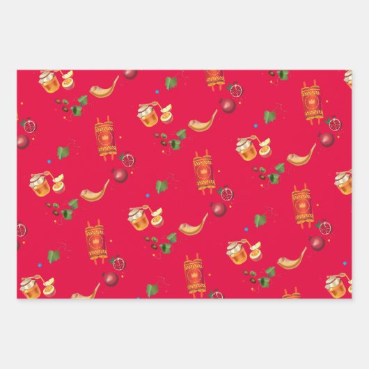 Happy Rosh Hashanah Juwish New Year Honey & Apple Geschenkpapier Set (Vorderseite 2)