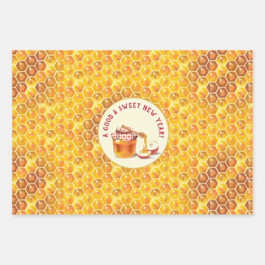 Happy Rosh Hashanah Juwish New Year Honey & Apple Geschenkpapier Set (Vorderseite)