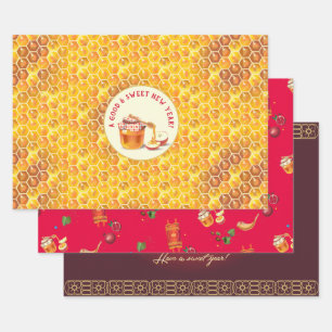 Happy Rosh Hashanah Juwish New Year Honey & Apple Geschenkpapier Set