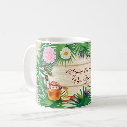 Happy Rosh Hashanah Juwish New Year Honey & Apple Kaffeetasse (Vorderseite Links)