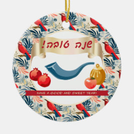 Happy Rosh Hashanah Juwish New Year Honey & Apple Keramik Ornament