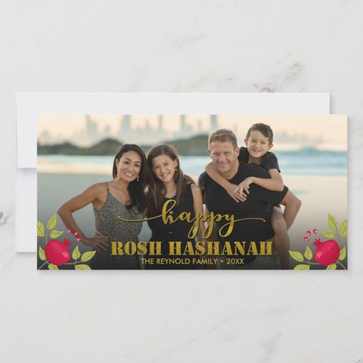 Happy Rosh Hashanah Luxury Gold Script Foto (Vorderseite)