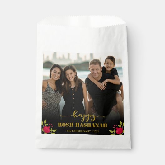 Happy Rosh Hashanah Luxury Gold Script Foto Geschenktütchen (Vorderseite)