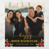 Happy Rosh Hashanah Luxury Gold Script Foto Weinetikett (Einzelnes Label)