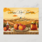 Happy Rosh Hashanah mit Dome of Rock & Apfel Postkarte (Vorderseite)