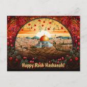Happy Rosh Hashanah mit Kuppel aus Rock & Äpfeln Postkarte (Vorderseite)