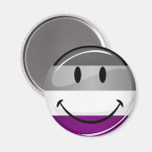 Happy Round Asexual Flag Magnet (Vorderseite/Rückseite)