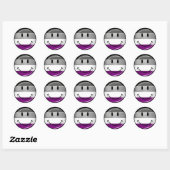 Happy Round Asexual Flag Runder Aufkleber (Blatt)