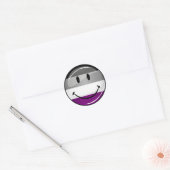 Happy Round Asexual Flag Runder Aufkleber (Umschlag)