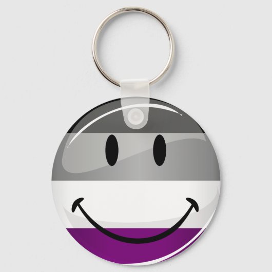 Happy Round Asexual Flag Schlüsselanhänger (Vorderseite)