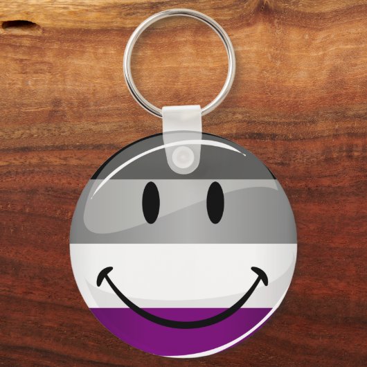 Happy Round Asexual Flag Schlüsselanhänger (Vorderseite)
