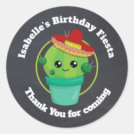 Happy Round Cactus Birthday Vielen Dank Runder Aufkleber