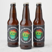 Happy Round Cactus Wear a Red Sombrero Bierflaschenetikett (Flaschen)