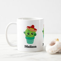 Happy Round Cactus Wear a Red Sombrero