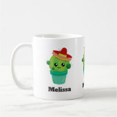 Happy Round Cactus Wear a Red Sombrero Kaffeetasse (Links)