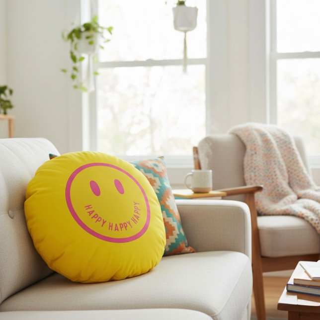 Happy Round Pillow Rundes Kissen (Von Creator hochgeladen)