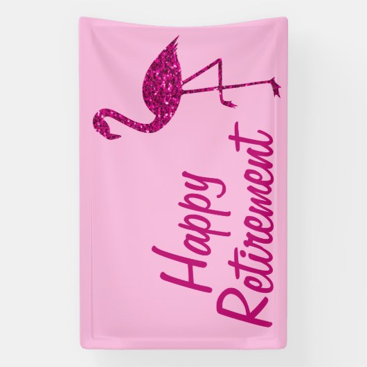 Happy Ruhestand funkelnd rosa Flamingo Custom text Banner (Vertikal)