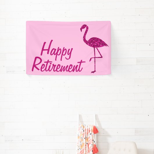 Happy Ruhestand funkelnd rosa Flamingo Custom text Banner (InSitu)