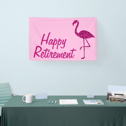 Happy Ruhestand funkelnd rosa Flamingo Custom text Banner (Messe)