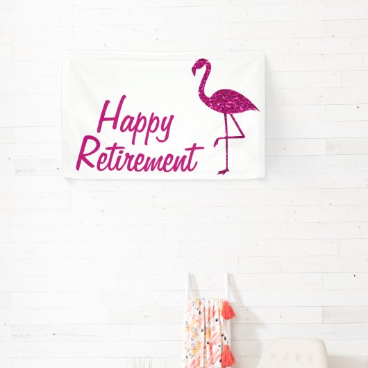 Happy Ruhestand funkelnd rosa Flamingo Custom text Banner (InSitu)
