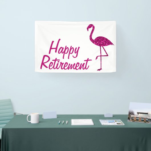 Happy Ruhestand funkelnd rosa Flamingo Custom text Banner (Messe)