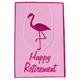 Happy Ruhestand funkelnd rosa Flamingo Custom text Mittlere Geschenktüte