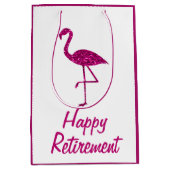 Happy Ruhestand funkelnd rosa Flamingo Custom text Mittlere Geschenktüte (Vorderseite)
