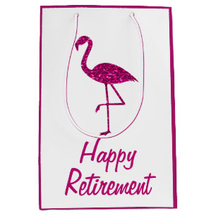 Happy Ruhestand funkelnd rosa Flamingo Custom text Mittlere Geschenktüte