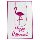 Happy Ruhestand funkelnd rosa Flamingo Custom text Mittlere Geschenktüte (Rückseite)