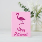 Happy Ruhestand funkelnd rosa Flamingo Custom text Postkarte (Stehend Vorderseite)
