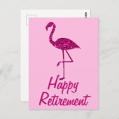 Happy Ruhestand funkelnd rosa Flamingo Custom text Postkarte (Vorne/Hinten)