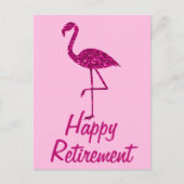Happy Ruhestand funkelnd rosa Flamingo Custom text Postkarte (Vorderseite)