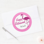 Happy Ruhestand funkelnd rosa Flamingo Custom text Runder Aufkleber (Umschlag)
