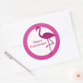 Happy Ruhestand funkelnd rosa Flamingo Custom text Runder Aufkleber (Umschlag)