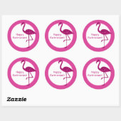 Happy Ruhestand funkelnd rosa Flamingo Custom text Runder Aufkleber (Blatt)