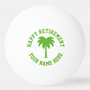Happy Ruhestand grüne Palme Logo Tischtennis Tischtennisball