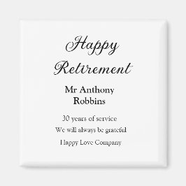 Happy Ruhestand hinzufügen Namen Jahre des Dienste Magnet