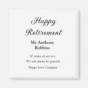 Happy Ruhestand hinzufügen Namen Jahre des Dienste Magnet