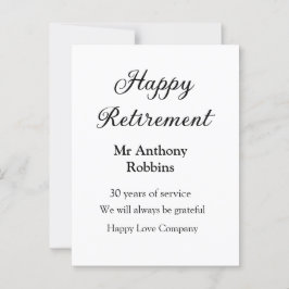 Happy Ruhestand hinzufügen Namen Jahre des Dienste Postkarte