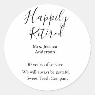 Happy Ruhestand hinzufügen Namen Jahre des Dienste Runder Aufkleber