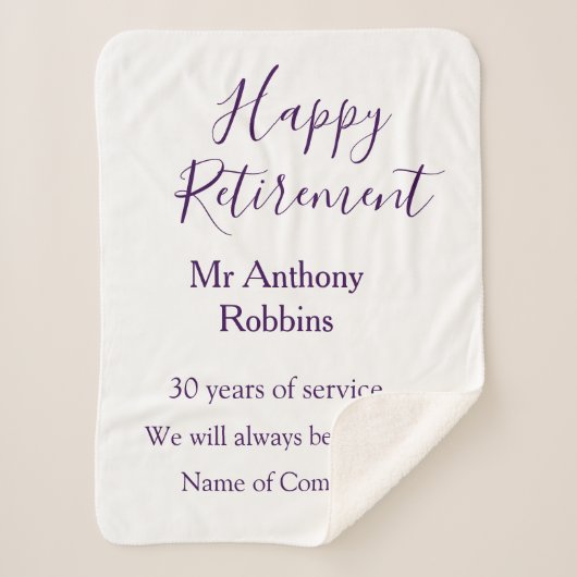 Happy Ruhestand hinzufügen Namen Jahre des Dienste Sherpadecke (Vorderseite)