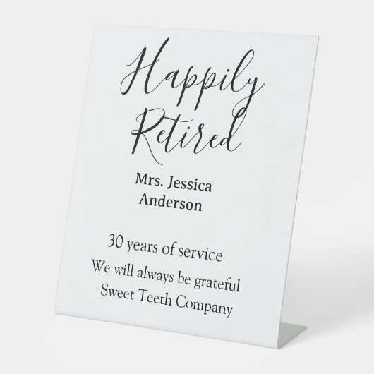 Happy Ruhestand hinzufügen Namen Jahre des Dienste Sockelschild (Vorderseite)