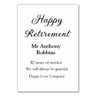 Happy Ruhestand hinzufügen Namen Jahre des Dienste Tischnummer