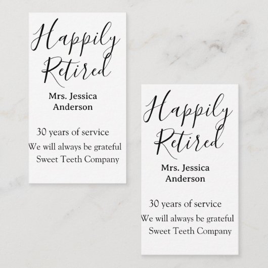 Happy Ruhestand hinzufügen Namen Jahre des Dienste Visitenkarte (Vorne/Hinten)