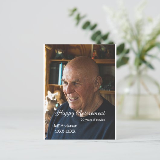 Happy Ruhestand Name Foto Jahre Dienst oder Postkarte (Stehend Vorderseite)